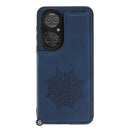 For Huawei P50 Mandala Embossed PU + TPU Magnetic Case with Card Slots & Holder & Lanyard(Blue)