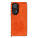 For Huawei P50 Mandala Embossed PU + TPU Magnetic Case with Card Slots & Holder & Lanyard(Orange)
