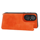 For Huawei P50 Mandala Embossed PU + TPU Magnetic Case with Card Slots & Holder & Lanyard(Orange)