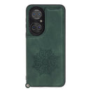 For Huawei P50 Mandala Embossed PU + TPU Magnetic Case with Card Slots & Holder & Lanyard(Green)