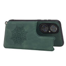 For Huawei P50 Mandala Embossed PU + TPU Magnetic Case with Card Slots & Holder & Lanyard(Green)