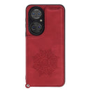 For Huawei P50 Mandala Embossed PU + TPU Magnetic Case with Card Slots & Holder & Lanyard(Red)