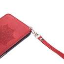 For Huawei P50 Mandala Embossed PU + TPU Magnetic Case with Card Slots & Holder & Lanyard(Red)