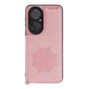 For Huawei P50 Mandala Embossed PU + TPU Magnetic Case with Card Slots & Holder & Lanyard(Rose Gold)