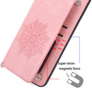 For Huawei P50 Mandala Embossed PU + TPU Magnetic Case with Card Slots & Holder & Lanyard(Rose Gold)