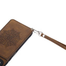 For Huawei P50 Mandala Embossed PU + TPU Magnetic Case with Card Slots & Holder & Lanyard(Brown)