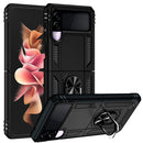 For Samsung Galaxy Z Flip3 5G Folding Shockproof TPU + PC Protective Case with 360 Degree Rotating Holder(Black)