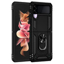 For Samsung Galaxy Z Flip3 5G Folding Shockproof TPU + PC Protective Case with 360 Degree Rotating Holder(Black)