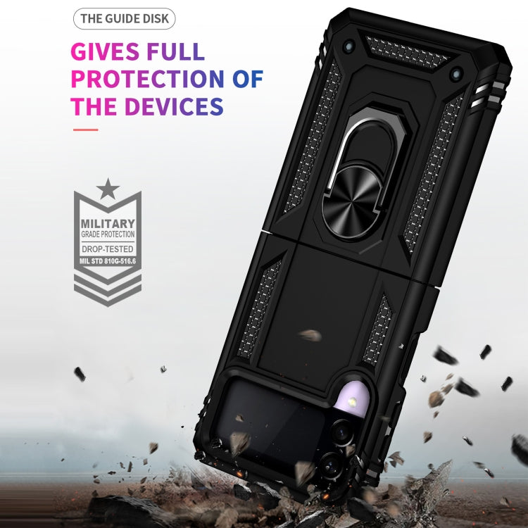 For Samsung Galaxy Z Flip3 5G Folding Shockproof TPU + PC Protective Case with 360 Degree Rotating Holder(Black)