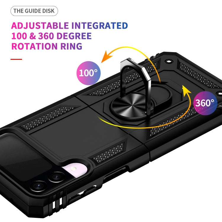 For Samsung Galaxy Z Flip3 5G Folding Shockproof TPU + PC Protective Case with 360 Degree Rotating Holder(Black)