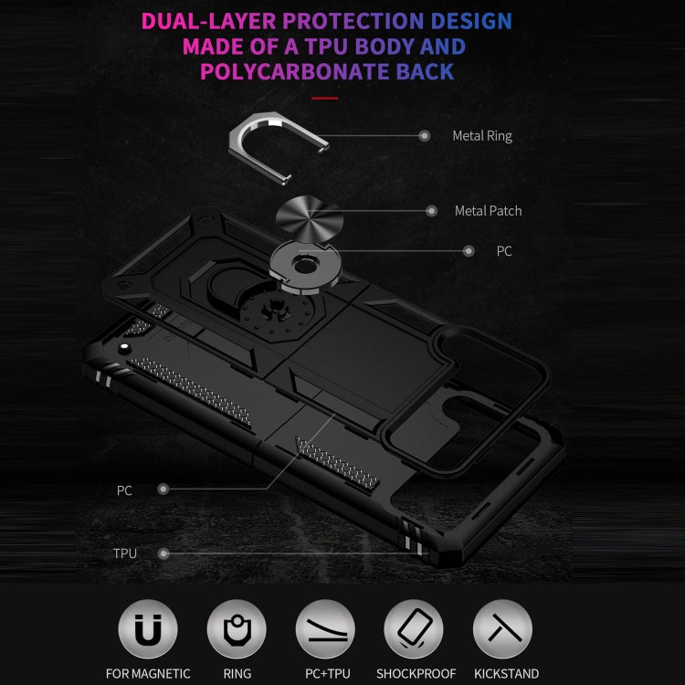 For Samsung Galaxy Z Flip3 5G Folding Shockproof TPU + PC Protective Case with 360 Degree Rotating Holder(Black)