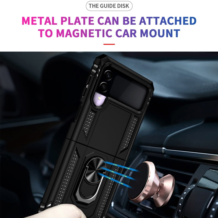 For Samsung Galaxy Z Flip3 5G Folding Shockproof TPU + PC Protective Case with 360 Degree Rotating Holder(Black)