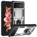 For Samsung Galaxy Z Flip3 5G Folding Shockproof TPU + PC Protective Case with 360 Degree Rotating Holder(Silver)