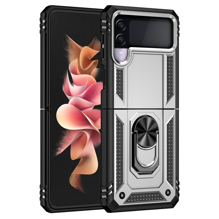 For Samsung Galaxy Z Flip3 5G Folding Shockproof TPU + PC Protective Case with 360 Degree Rotating Holder(Silver)