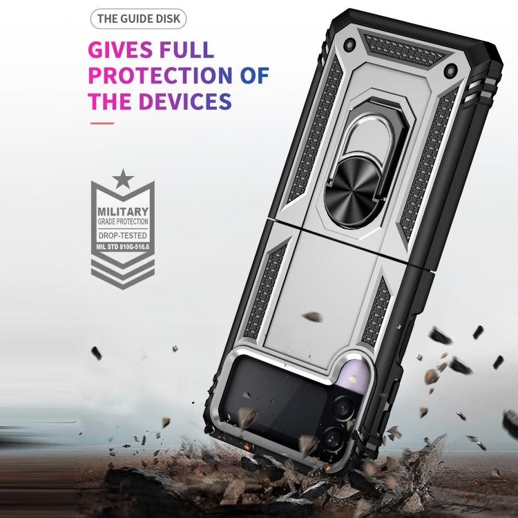 For Samsung Galaxy Z Flip3 5G Folding Shockproof TPU + PC Protective Case with 360 Degree Rotating Holder(Silver)