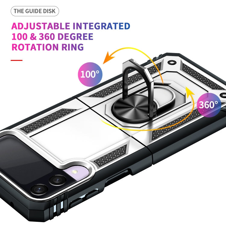 For Samsung Galaxy Z Flip3 5G Folding Shockproof TPU + PC Protective Case with 360 Degree Rotating Holder(Silver)