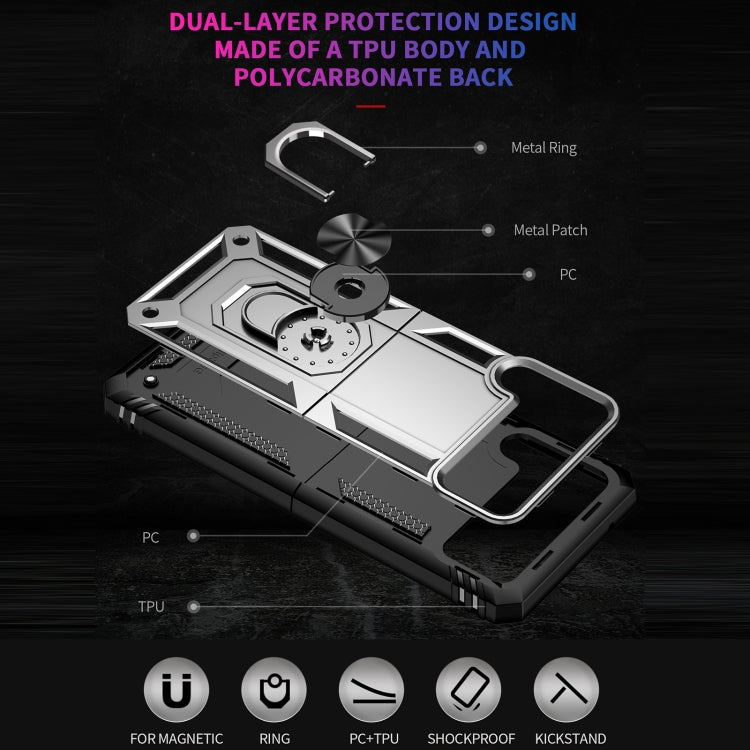 For Samsung Galaxy Z Flip3 5G Folding Shockproof TPU + PC Protective Case with 360 Degree Rotating Holder(Silver)