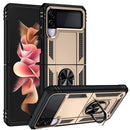 For Samsung Galaxy Z Flip3 5G Folding Shockproof TPU + PC Protective Case with 360 Degree Rotating Holder(Gold)
