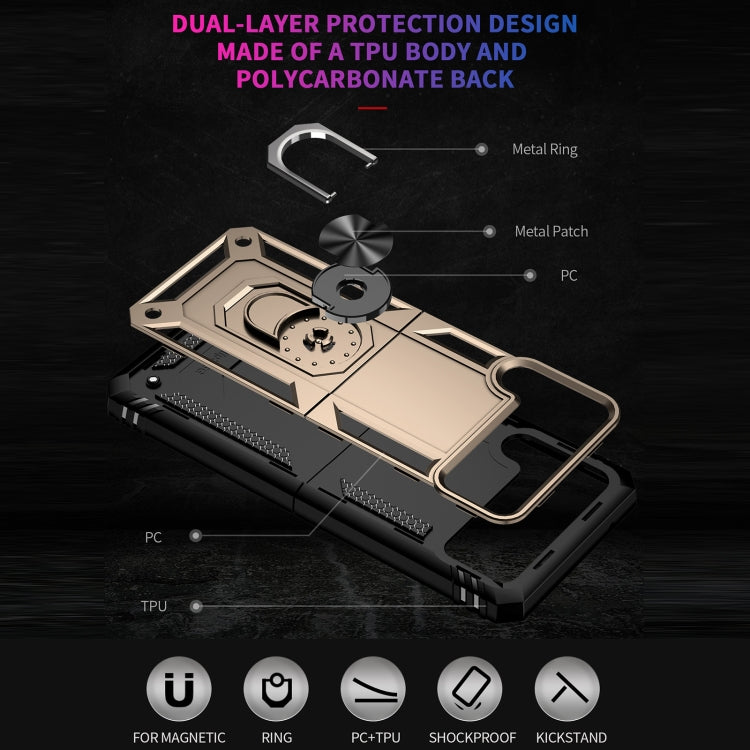 For Samsung Galaxy Z Flip3 5G Folding Shockproof TPU + PC Protective Case with 360 Degree Rotating Holder(Gold)