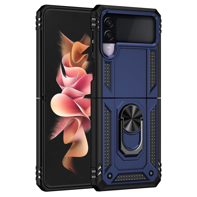 For Samsung Galaxy Z Flip3 5G Folding Shockproof TPU + PC Protective Case with 360 Degree Rotating Holder(Blue)