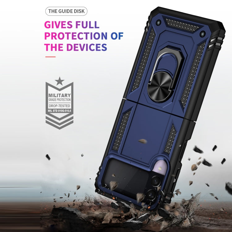 For Samsung Galaxy Z Flip3 5G Folding Shockproof TPU + PC Protective Case with 360 Degree Rotating Holder(Blue)