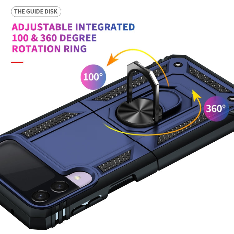 For Samsung Galaxy Z Flip3 5G Folding Shockproof TPU + PC Protective Case with 360 Degree Rotating Holder(Blue)