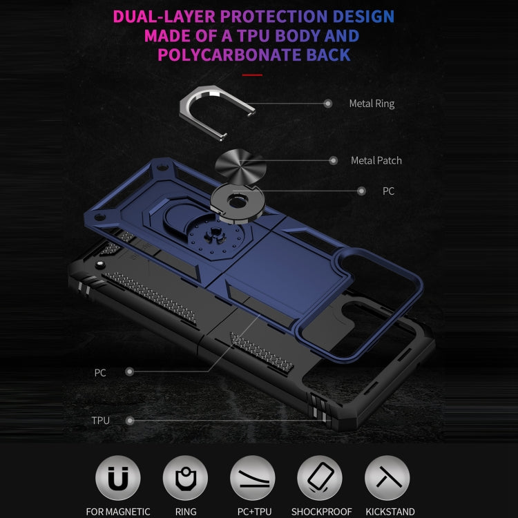 For Samsung Galaxy Z Flip3 5G Folding Shockproof TPU + PC Protective Case with 360 Degree Rotating Holder(Blue)