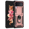 For Samsung Galaxy Z Flip3 5G Folding Shockproof TPU + PC Protective Case with 360 Degree Rotating Holder(Rose Gold)