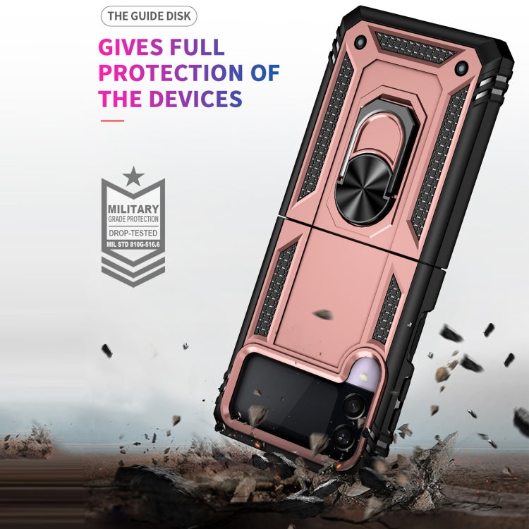 For Samsung Galaxy Z Flip3 5G Folding Shockproof TPU + PC Protective Case with 360 Degree Rotating Holder(Rose Gold)