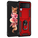 For Samsung Galaxy Z Flip3 5G Folding Shockproof TPU + PC Protective Case with 360 Degree Rotating Holder(Red)