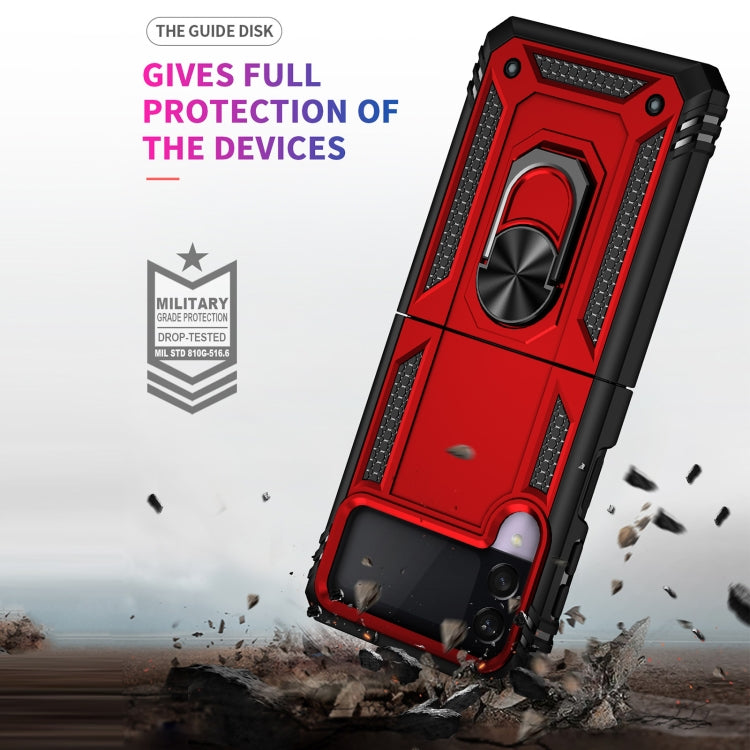 For Samsung Galaxy Z Flip3 5G Folding Shockproof TPU + PC Protective Case with 360 Degree Rotating Holder(Red)