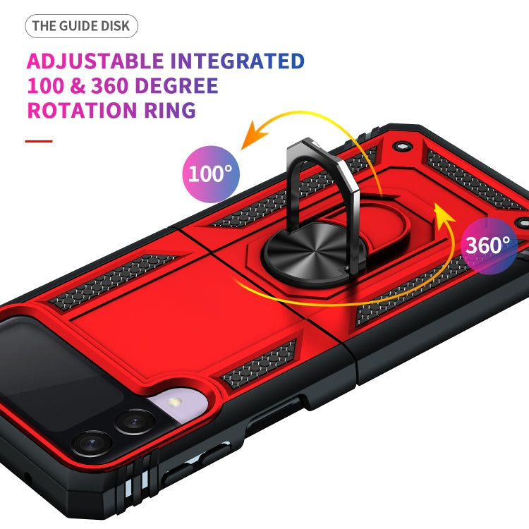 For Samsung Galaxy Z Flip3 5G Folding Shockproof TPU + PC Protective Case with 360 Degree Rotating Holder(Red)