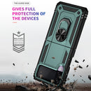 For Samsung Galaxy Z Flip3 5G Folding Shockproof TPU + PC Protective Case with 360 Degree Rotating Holder(Dark Green)
