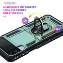 For Samsung Galaxy Z Flip3 5G Folding Shockproof TPU + PC Protective Case with 360 Degree Rotating Holder(Dark Green)