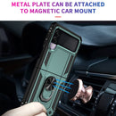 For Samsung Galaxy Z Flip3 5G Folding Shockproof TPU + PC Protective Case with 360 Degree Rotating Holder(Dark Green)