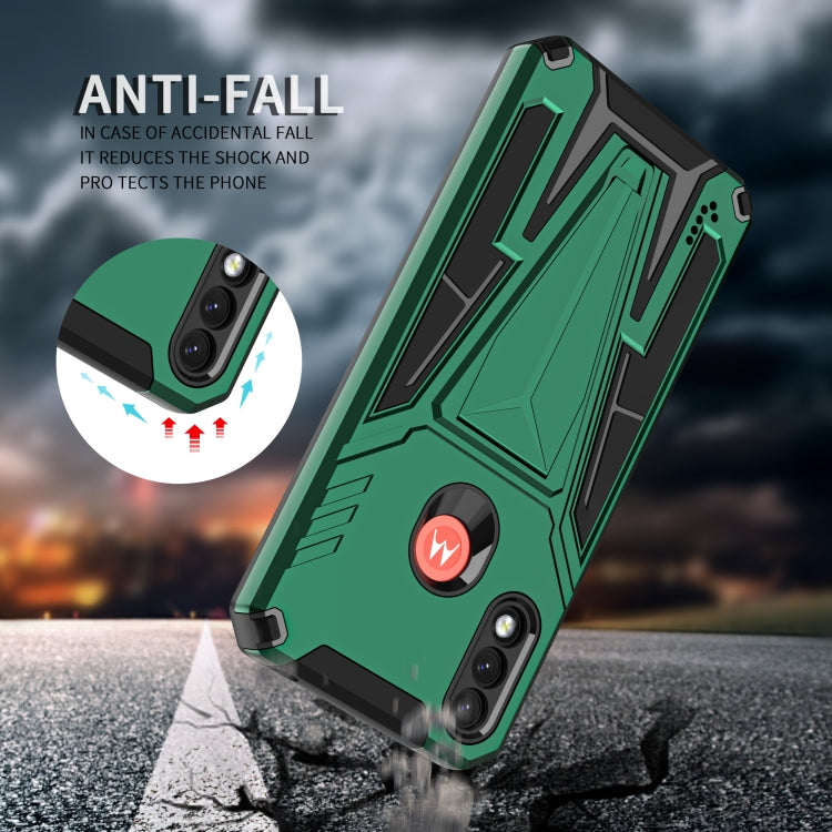 For Motorola Moto G / E7 Power 2021 Super V Armor PC + TPU Shockproof Case with Invisible Holder(Dark Green)