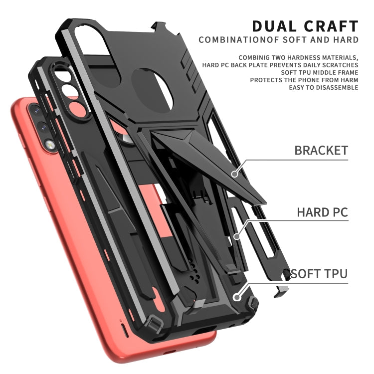 For Motorola Moto G / E7 Power 2021 Super V Armor PC + TPU Shockproof Case with Invisible Holder(Black)