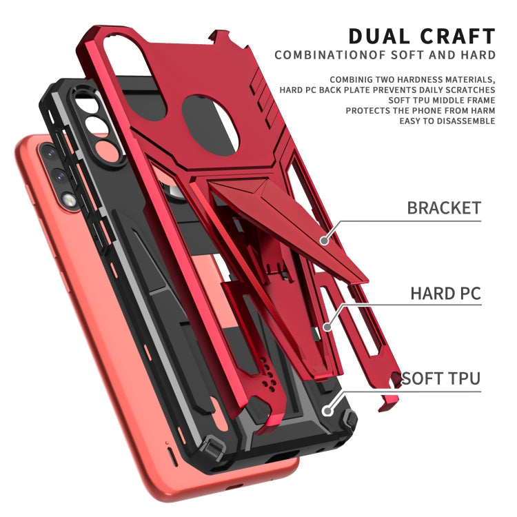 For Motorola Moto G / E7 Power 2021 Super V Armor PC + TPU Shockproof Case with Invisible Holder(Red)