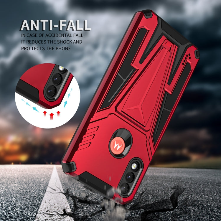 For Motorola Moto G / E7 Power 2021 Super V Armor PC + TPU Shockproof Case with Invisible Holder(Red)