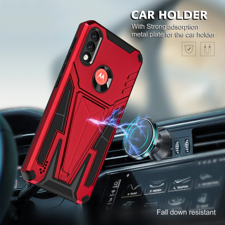 For Motorola Moto G / E7 Power 2021 Super V Armor PC + TPU Shockproof Case with Invisible Holder(Red)