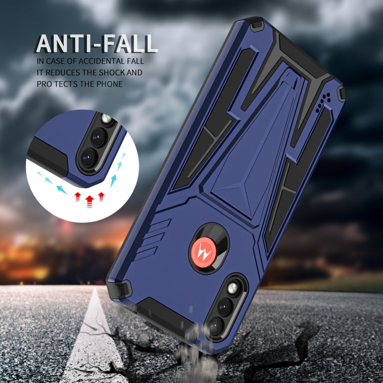 For Motorola Moto G / E7 Power 2021 Super V Armor PC + TPU Shockproof Case with Invisible Holder(Blue)