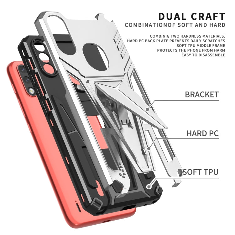 For Motorola Moto G / E7 Power 2021 Super V Armor PC + TPU Shockproof Case with Invisible Holder(Silver)
