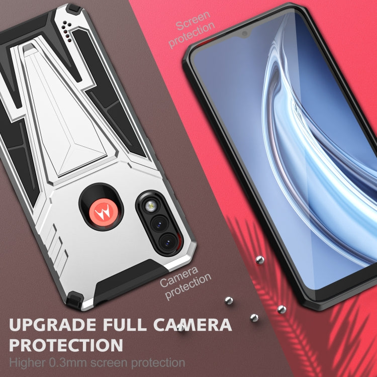For Motorola Moto G / E7 Power 2021 Super V Armor PC + TPU Shockproof Case with Invisible Holder(Silver)