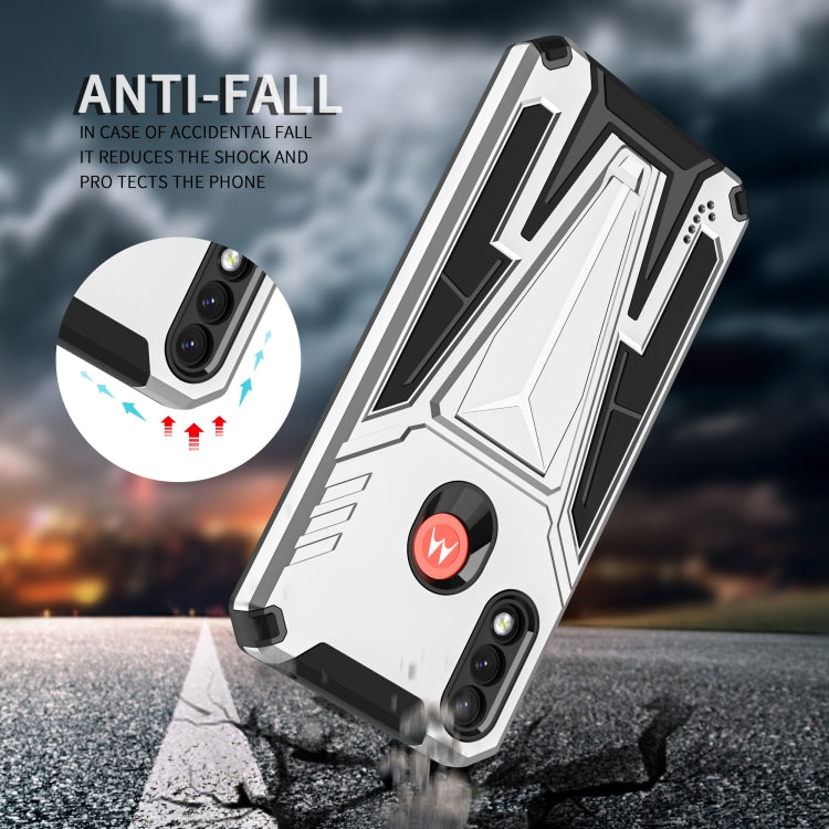 For Motorola Moto G / E7 Power 2021 Super V Armor PC + TPU Shockproof Case with Invisible Holder(Silver)