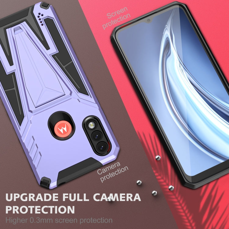 For Motorola Moto G / E7 Power 2021 Super V Armor PC + TPU Shockproof Case with Invisible Holder(Purple)