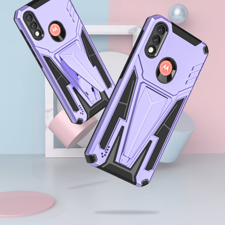 For Motorola Moto G / E7 Power 2021 Super V Armor PC + TPU Shockproof Case with Invisible Holder(Purple)