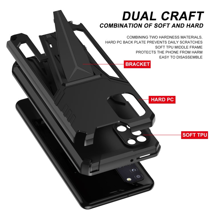 For Samsung Galaxy A31 Super V Armor PC + TPU Shockproof Case with Invisible Holder(Black)