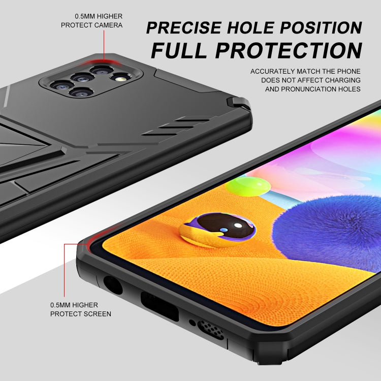 For Samsung Galaxy A31 Super V Armor PC + TPU Shockproof Case with Invisible Holder(Black)