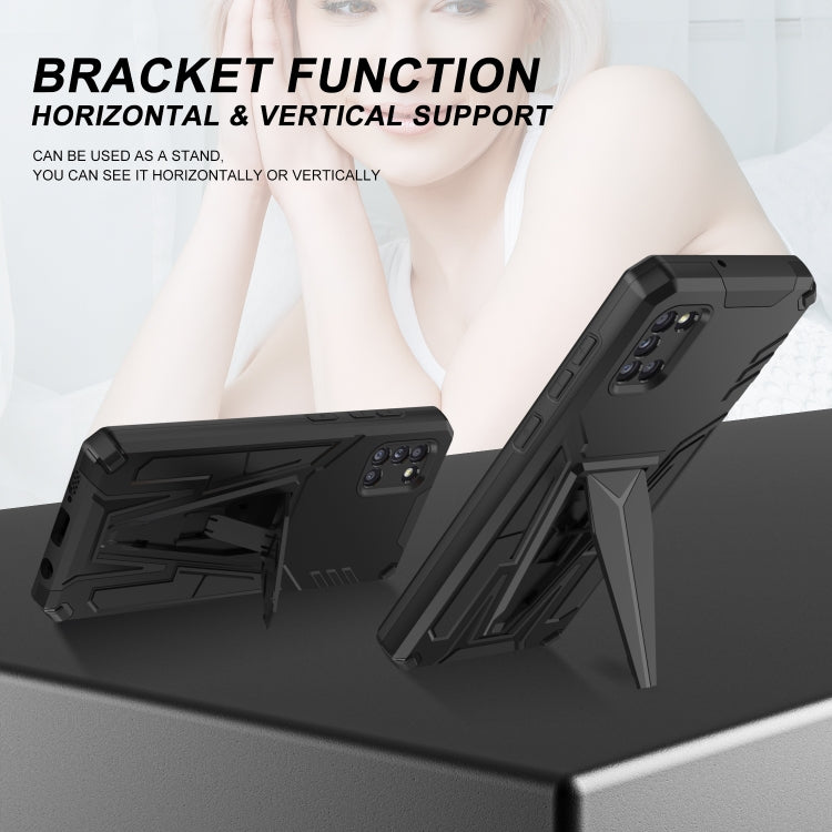 For Samsung Galaxy A31 Super V Armor PC + TPU Shockproof Case with Invisible Holder(Black)
