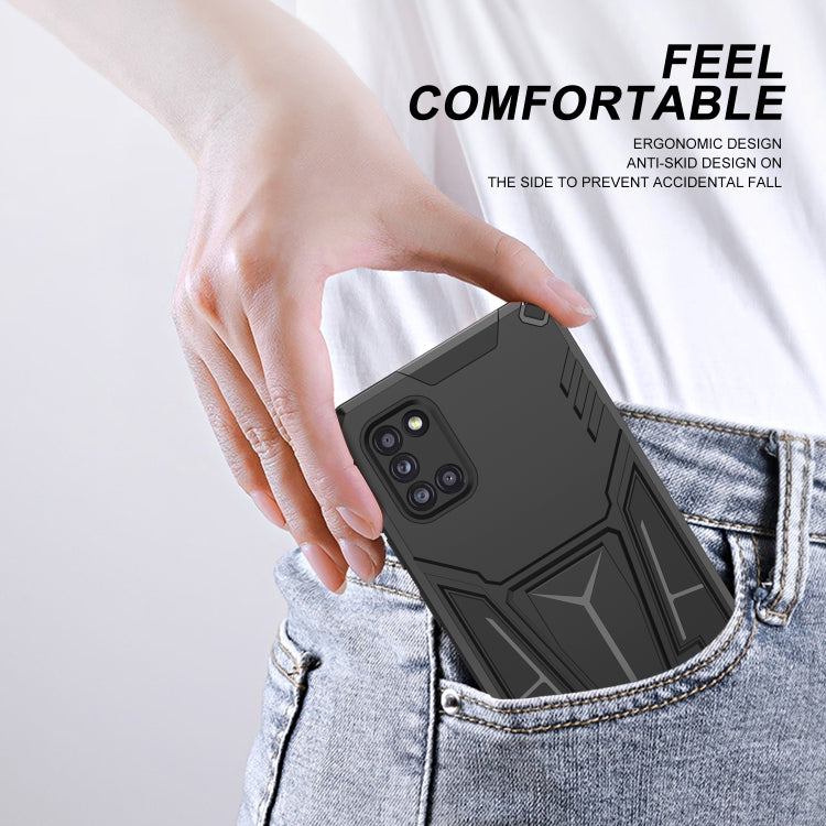 For Samsung Galaxy A31 Super V Armor PC + TPU Shockproof Case with Invisible Holder(Black)